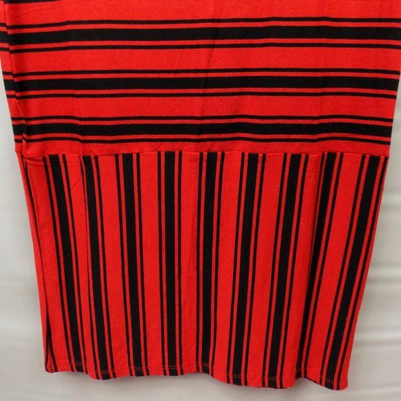 LuLaRoe Julia Red & Black Striped Dress Sz XS NWT - Picture 3 of 8